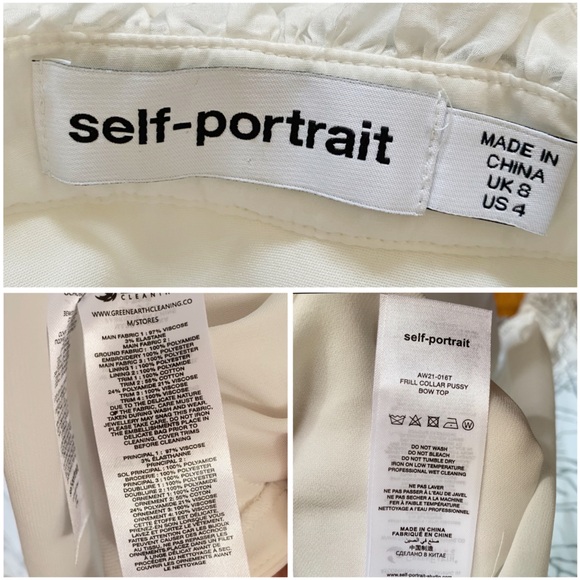 SELF-PORTRAIT WHITE SEQUIN RUFFLE FRILL COLLAR NECK BOW SHEER LONG SLEEVE TOP - Picture 14 of 16